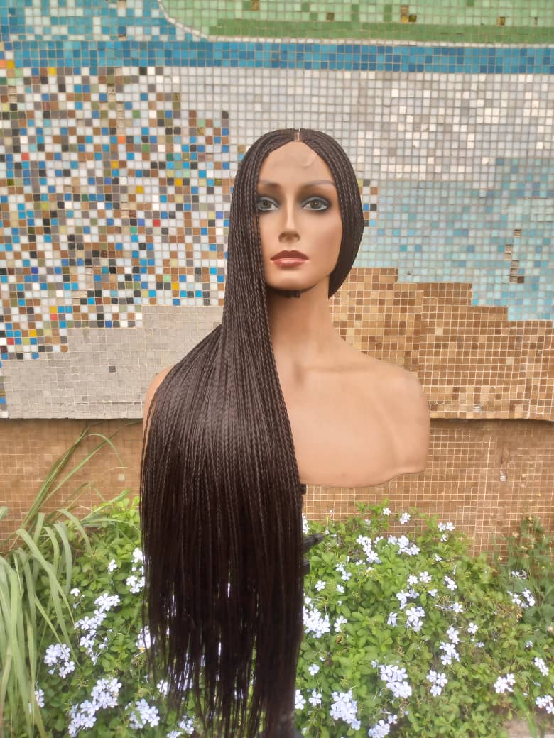 Loistaa™ Bone Straight Braided Wig – Custom Handmade | Closure or Frontal