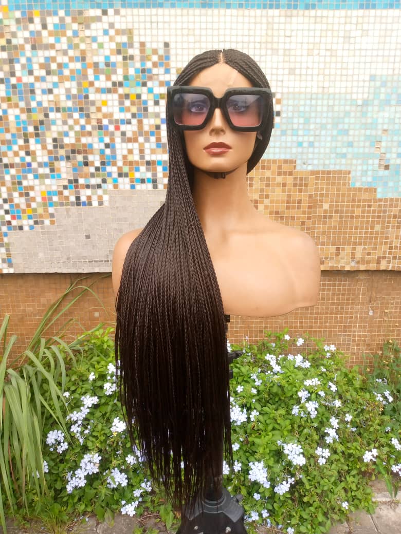 Loistaa™ Bone Straight Braided Wig – Custom Handmade | Closure or Frontal
