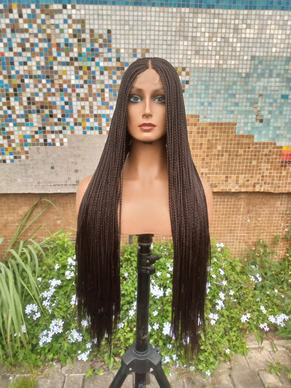 Loistaa™ Bone Straight Braided Wig – Custom Handmade | Closure or Frontal