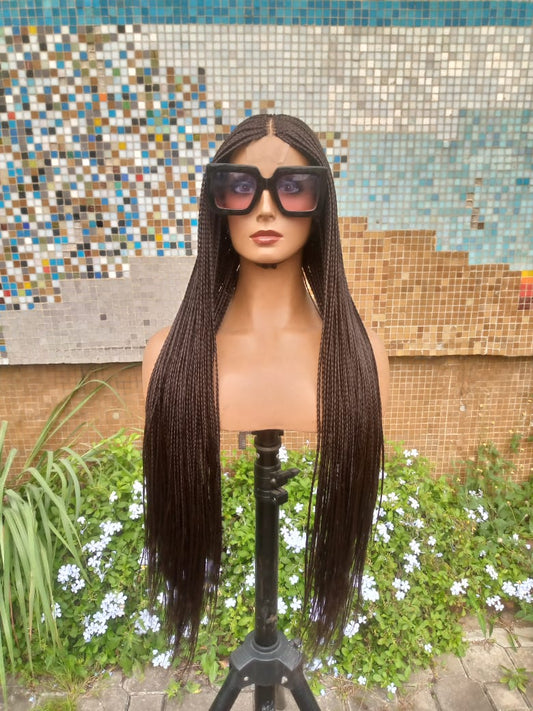 Loistaa™ Bone Straight Braided Wig – Custom Handmade | Closure or Frontal