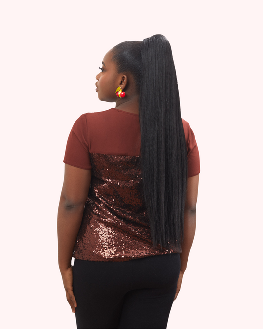 Perm Straight Drawstring Ponytail