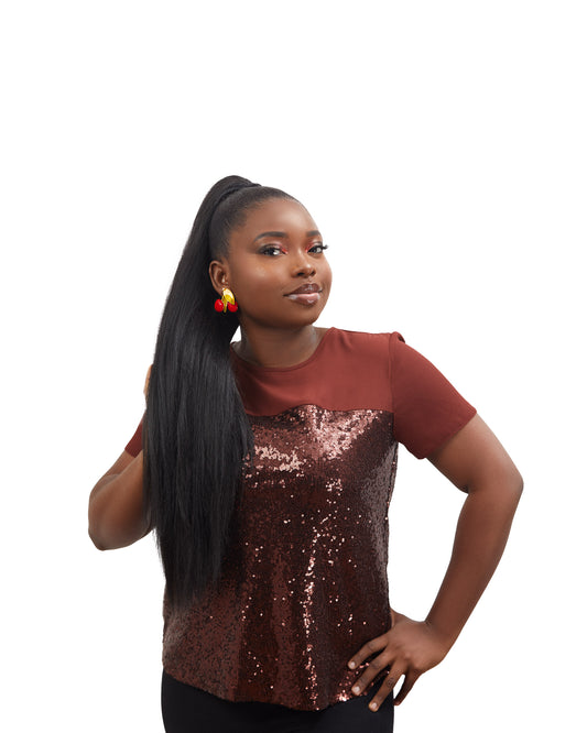 Perm Straight Drawstring Ponytail